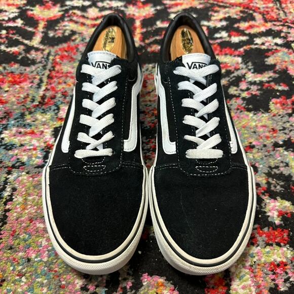EXCELLENT Vans Ward Lo Suede Sneaker Skate Shoe Black / White Women's 9.5 - Picture 3 of 10